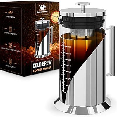Cafe du Chateau Cold Brew Coffee Maker - 34 Ounces - 304 Grade Stainless Steel Filter - Borosilic... | Amazon (US)
