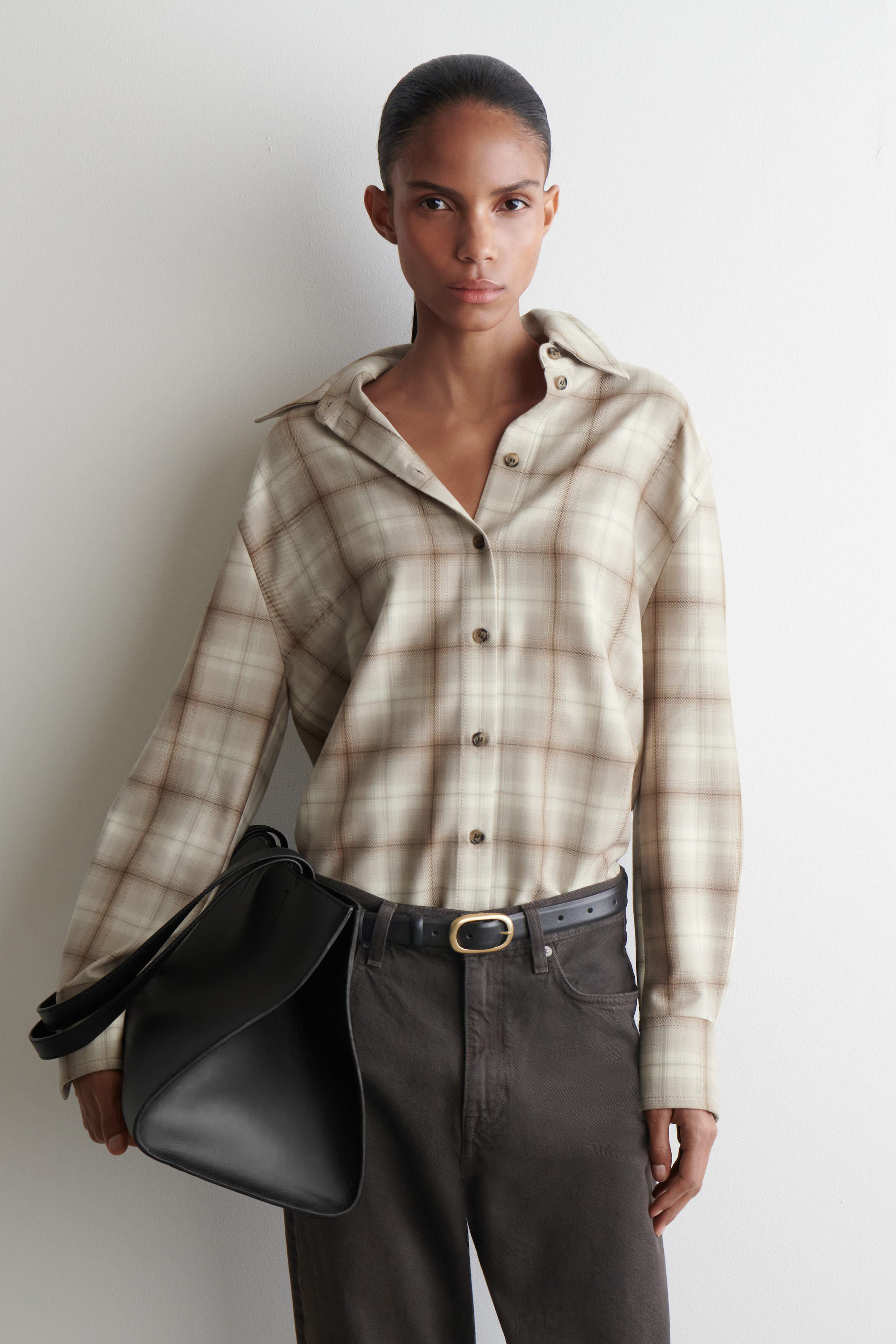 CHECKED FLANNEL SHIRT - BEIGE / CHECKED | COS GB | COS UK