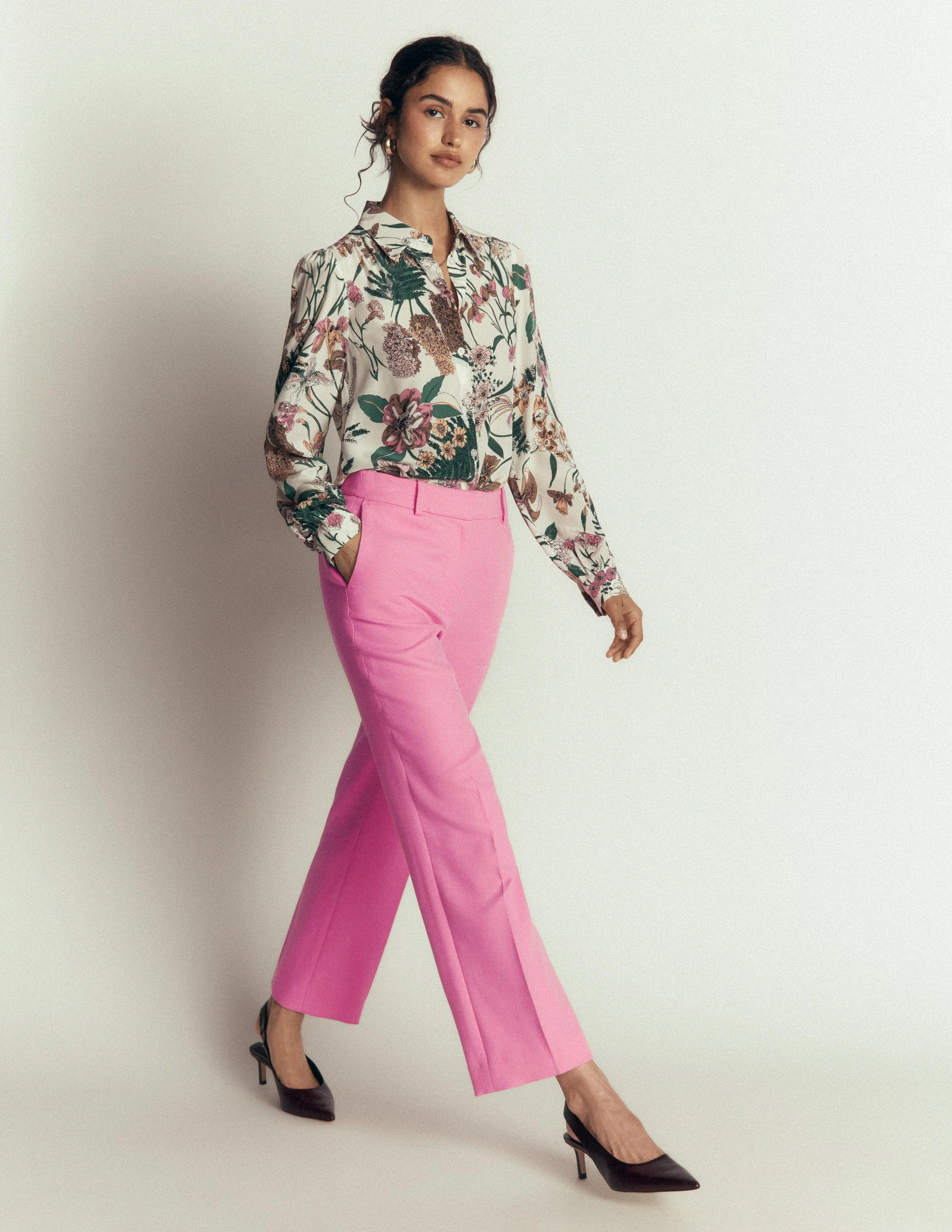 Canonbury Textured 7/8 Pants-Wild Pink | Boden (US)