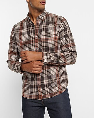 Slim Plaid Stretch Flannel Shirt | Express