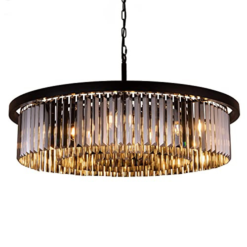 Wellmet Crystal Chandeliers for Dining Room,9 Lights Modern Black Crystal Pendant Light,Farmhouse Ch | Amazon (US)