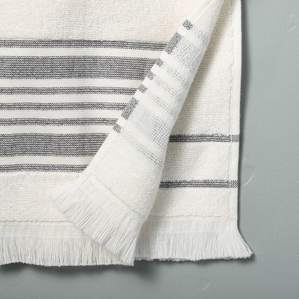 Multistripe Bath Towels Cream/Railroad Gray - Hearth & Hand™ with Magnolia | Target