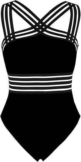 Hilor - Trajes de baño de una pieza para mujer, diseño con parte delantera cruzada y calado, mo... | Amazon (US)