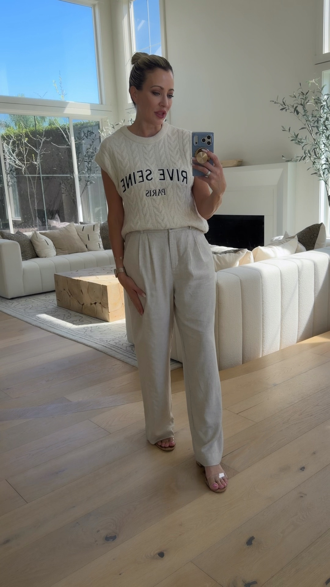 Casual linen trousers for spring. Spring pants. Spring outfit. On sale. 

#LTKSeasonal #LTKSaleAlert #LTKootd