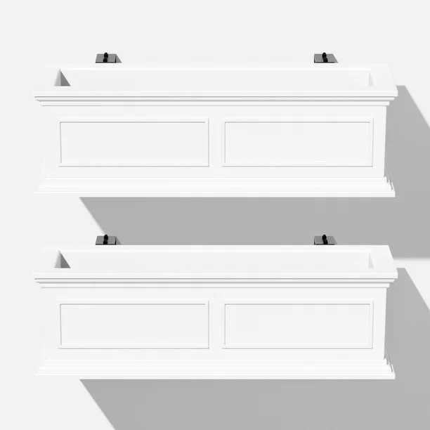 Veradek Brixton Window Box 36" Planter w/ Bracket 2 Pack - White | Walmart (US)