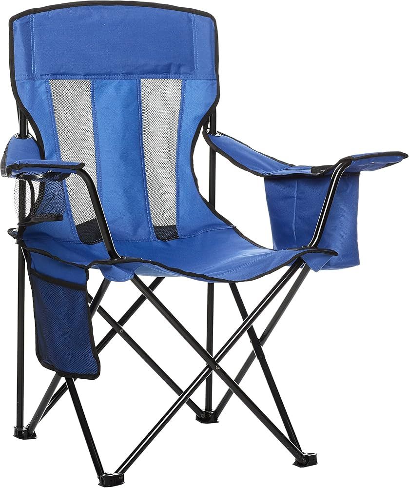 Amazon Basics Portable Camping Chair with 4-Can Cooler, Side Pocket, Cup Holder, and Carry Bag; C... | Amazon (US)