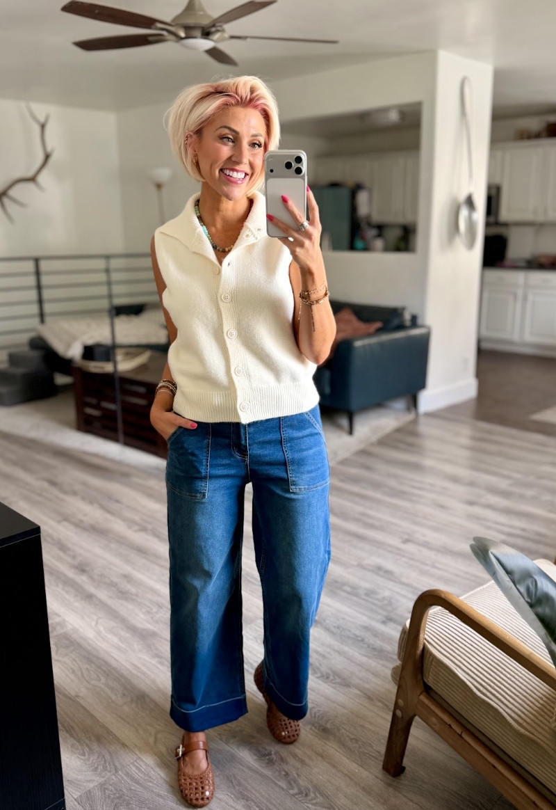 Feeling stylish in my new favorite outfit! Perfect for a casual day out.  Jeans: 6 // Sweater Vest: Small // Shoes: TTS 

 #LTKootd #LTKSaleAlert