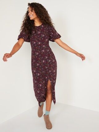 Puff-Sleeve Floral Maxi Shift Dress for Women | Old Navy (US)