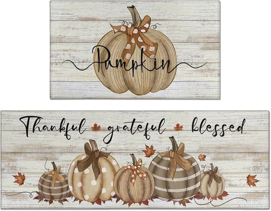 Fall Kitchen Rugs Fall Entrance Door Mat Pumpkin Non Slip Kitchen Rug Anti Fatigue Mats for Kitch... | Amazon (US)