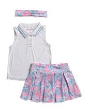 Girls 2pc Active Polo And Printed Skort Set | TJ Maxx