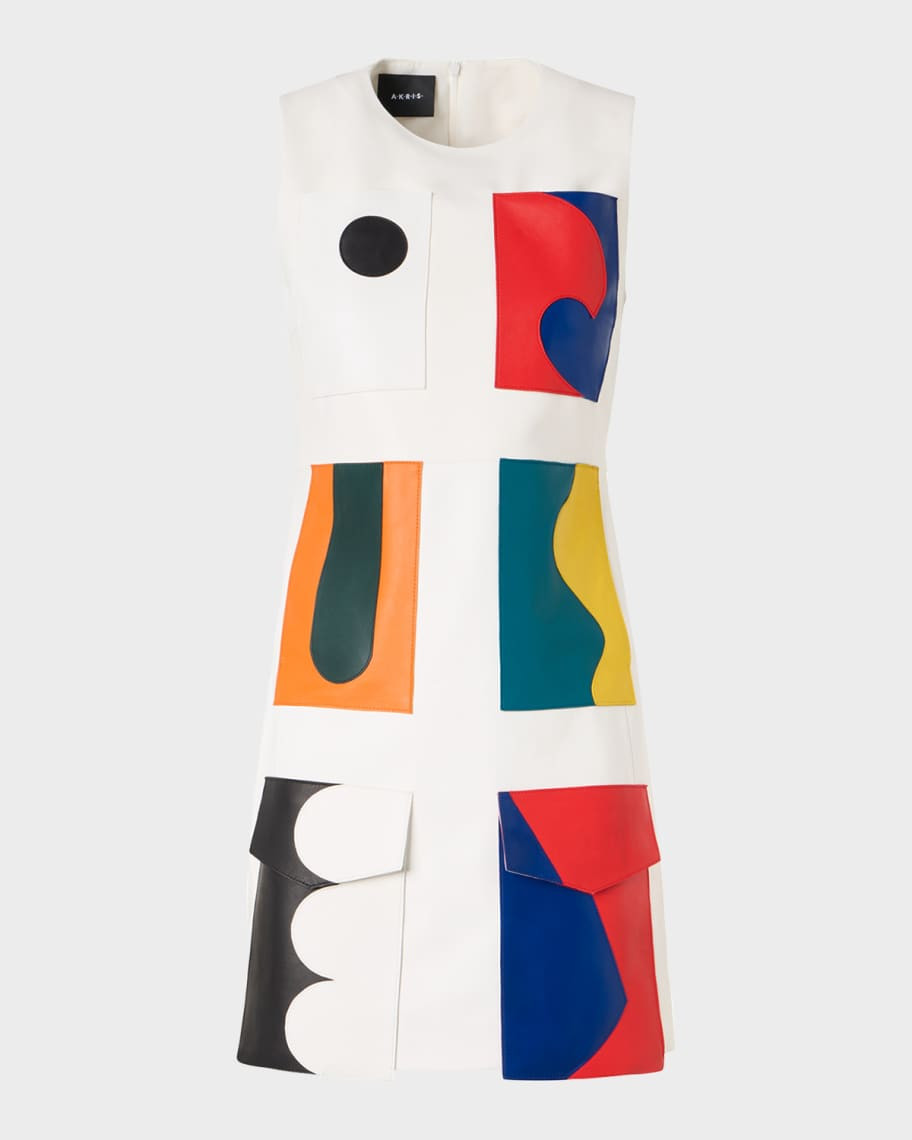 Akris Sleeveless Paravent Nappa Lambskin Leather Mini Dress | Neiman Marcus