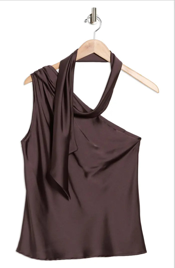 Scarf Detail One-Shoulder Satin Top | Nordstrom Rack