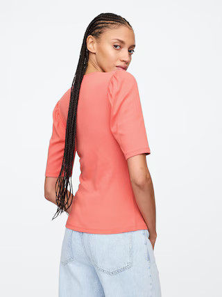 Favorite Puff Sleeve V-Neck T-Shirt | Gap Factory