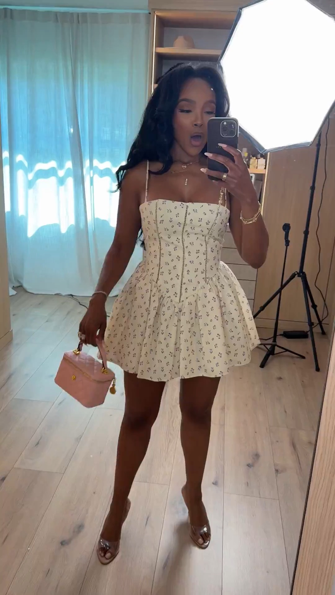 Hi Babes! 

This little floral mini is the sweetest feminine summer dress 🌸 The structured corset-style fit mixed with the flared skirt gives such a flattering silhouette while still feeling playful and lightweight. I love how delicate prints like this always feel timeless and expensive, especially paired with soft pink accessories.

This is one of those easy throw-on dresses that instantly makes you feel put together with minimal effort. Perfect for summer plans, vacations, brunch, or even bridal events with a cute heel and glossy makeup.

Perfect for:
• Summer brunch  
• Vacation outfits  
• Bridal showers  
• Date day looks  
• Girls day out  
• Feminine summer styling  

Everything is linked below ✨

xx Kira | IG: KirasFashionFinds

34D - 27 - 40 • Size Small or 4