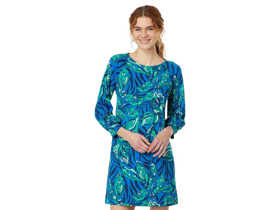 Lilly Pulitzer Elianna 3/4 Sleeve Dress (Indigo Breeze Shady Gators) Women's Dress | Zappos