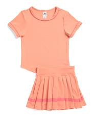 Little Girls 2pc Tee And Pleated Skort Set | TJ Maxx