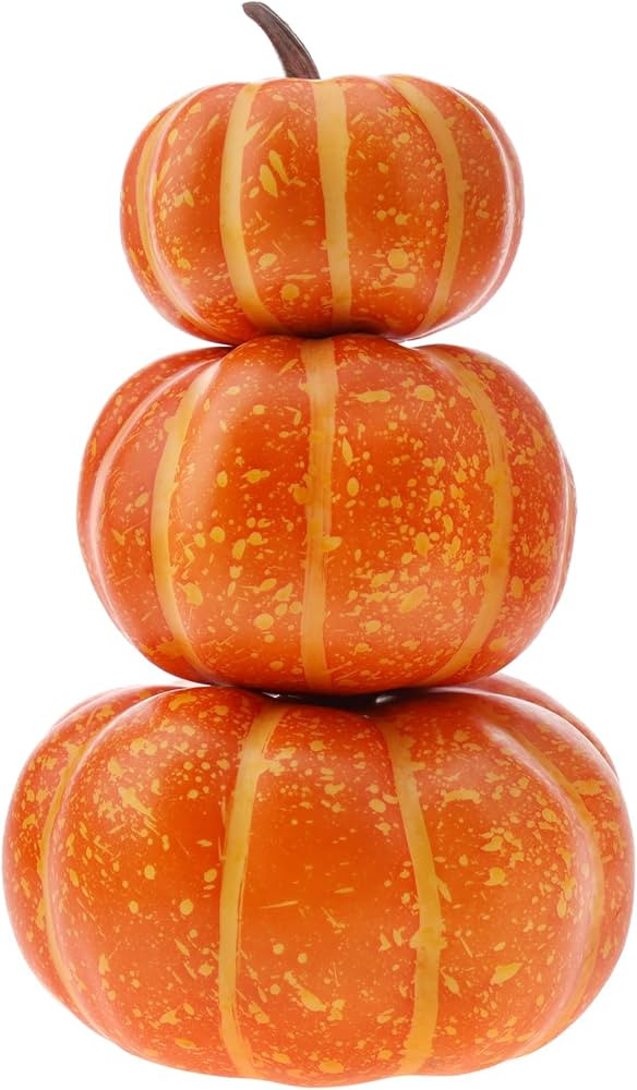 Artificial Fake Foam Orange Pumpkins Crack Stacked Tower Halloween Decoration Fall Vegetable Harv... | Amazon (US)