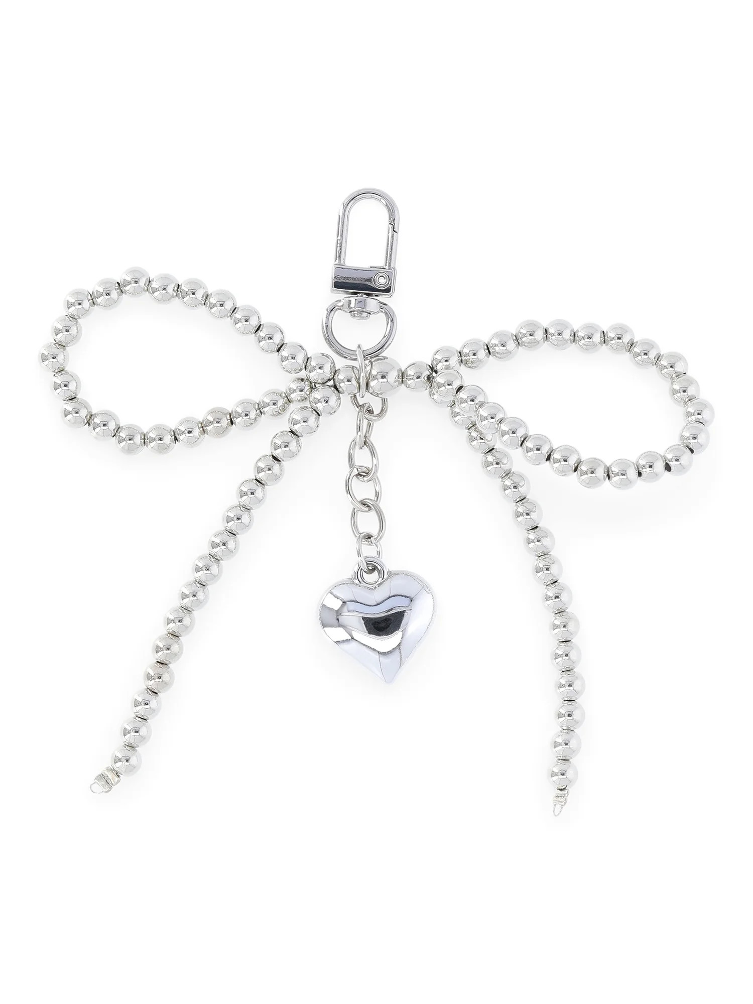 No Boundaries Women's Bag Charm, Silver Beaded Bow | Walmart (US)