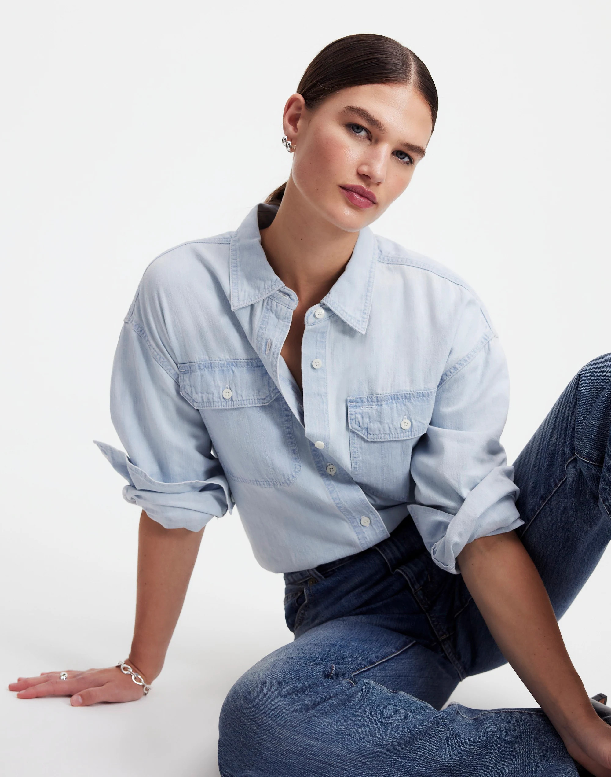 Alexa Chung for Madewell Oversized Denim Shirt in Dunklin Wash | Madewell | Madewell