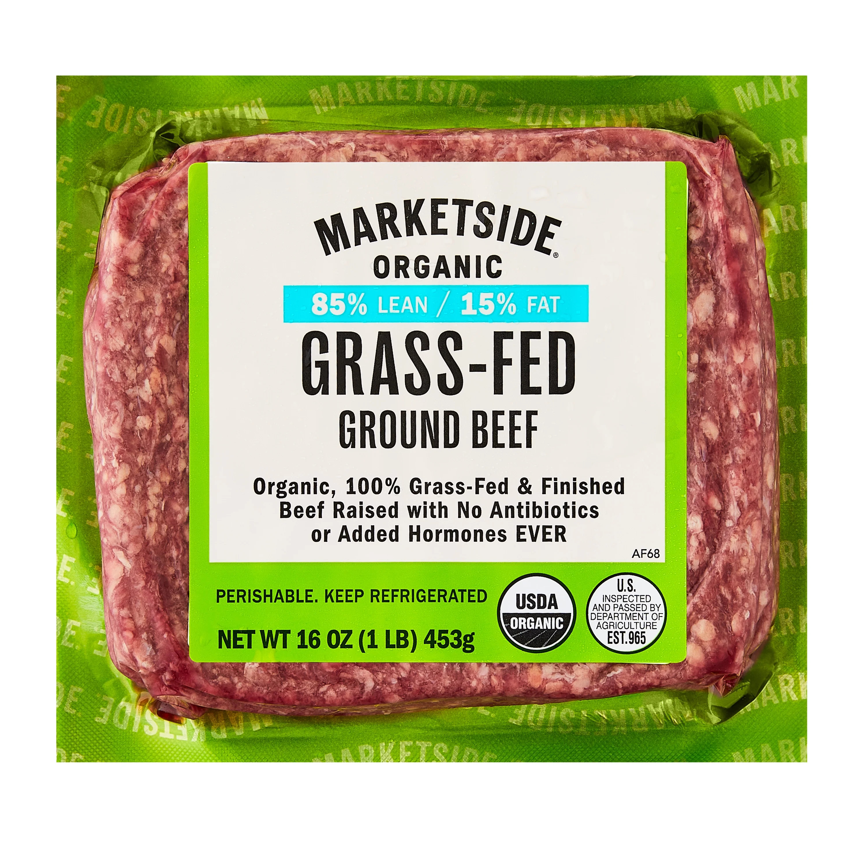 Marketside Organic Grass-Fed Ground Beef, 85% Lean/15% Fat, 1 lb - Walmart.com | Walmart (US)