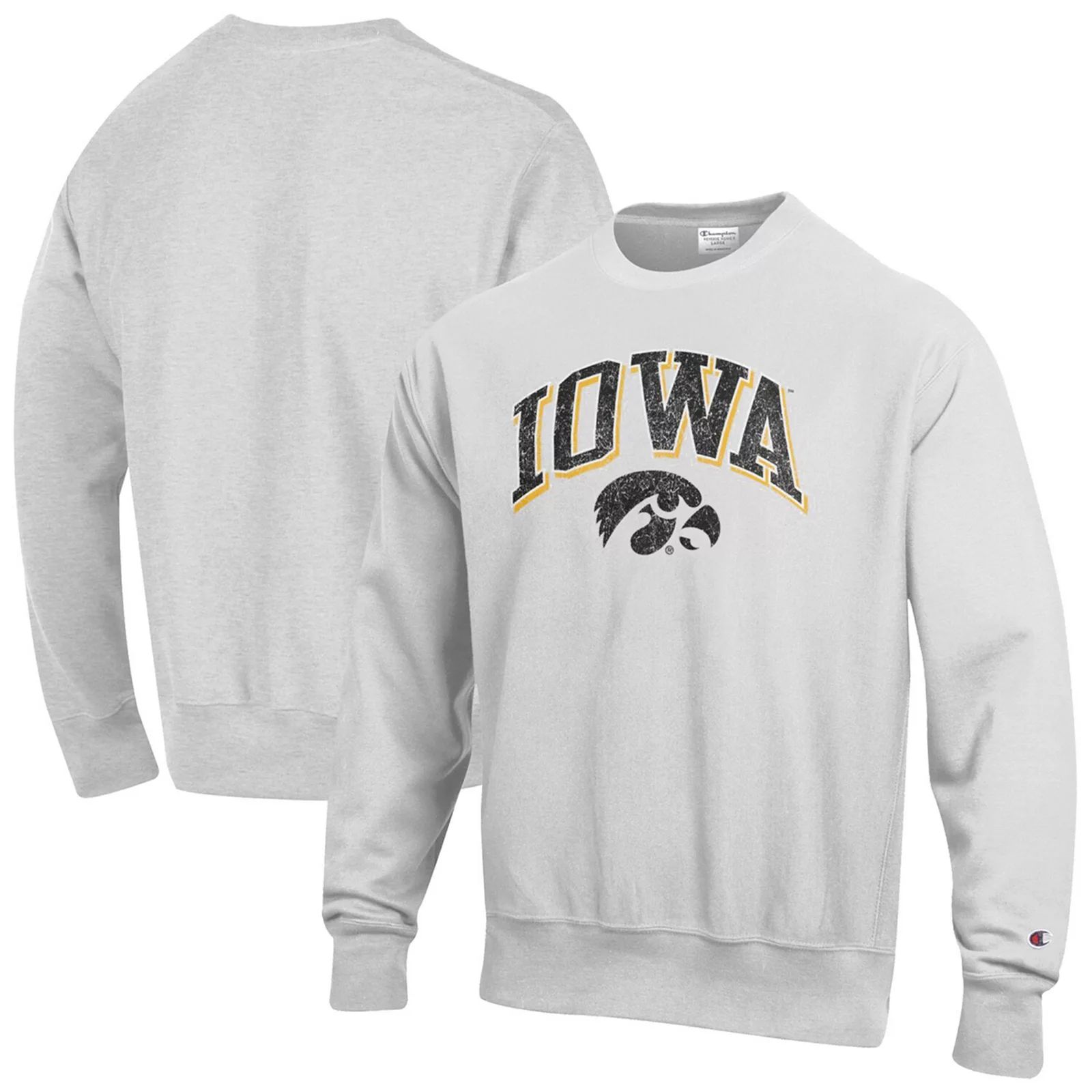Men's Champion Gray Iowa Hawkeyes Arch Over Logo Reverse Weave Pullover Sweatshirt, Size: Medium, Gr | Kohl's