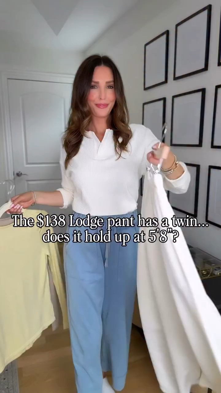 I found an affordable look for less on the viral Aritzia Lodge pant. I wasn’t sure these wrinkle-free Amazon travel pants would work on someone who’s 5’8”, but I was pleasantly surprised by the length! They come in 3 inseam options - perfect for tall girl fashion. 

Like and type “PANTS” and I’ll send you the details.