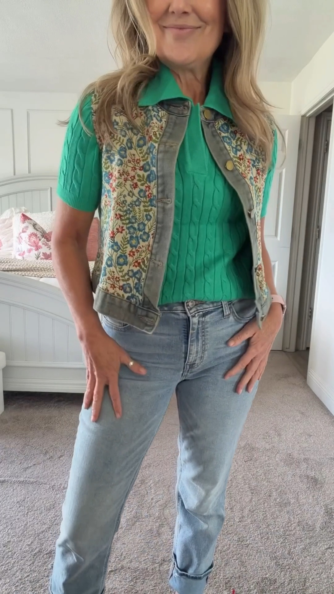 The tapestry vest that comes in a jacket option - a denim jacket but fancier. 

These jeans are last year but I’ve linked this years version. 

#springoutfit #womenover50

#LTKOver40 #LTKootd #LTKgrwm
