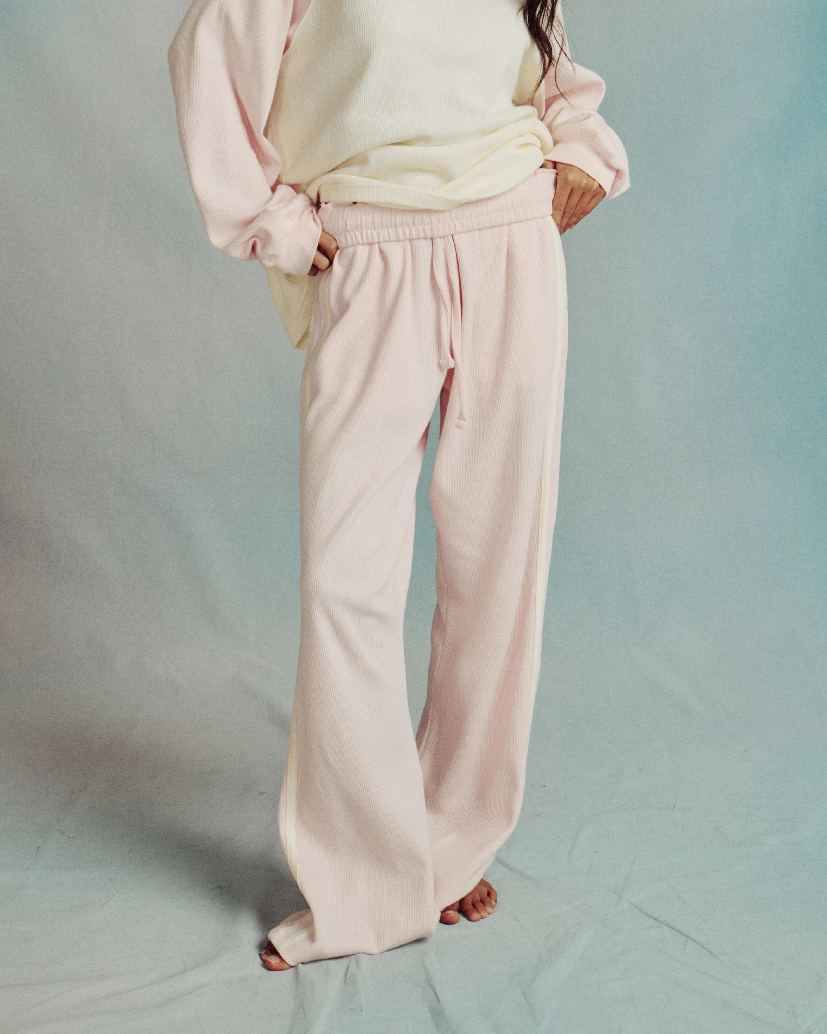 Thermal Resort Pants with Stripes - Cupid + Cream | Daily Drills LLC