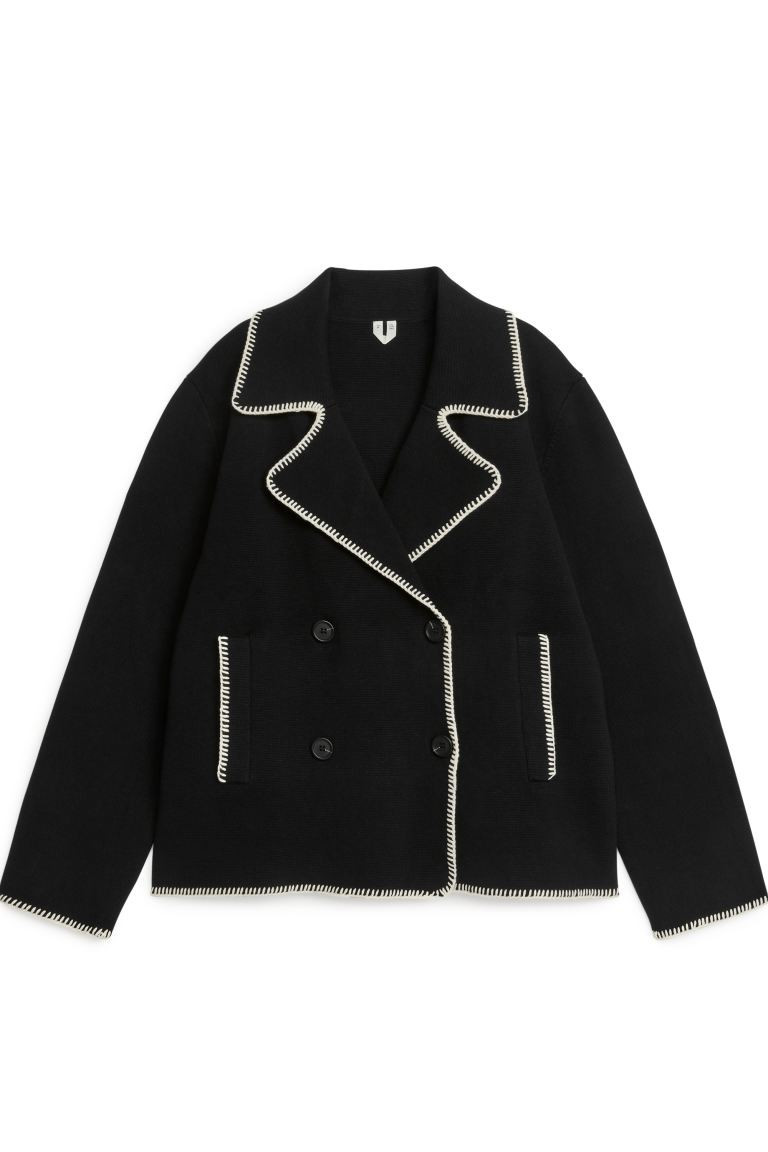Strickjacke mit Mustermix - Schwarz/Cremeweiß - Ladies | H&M DE | H&M (DE, AT, CH, NL, FI)