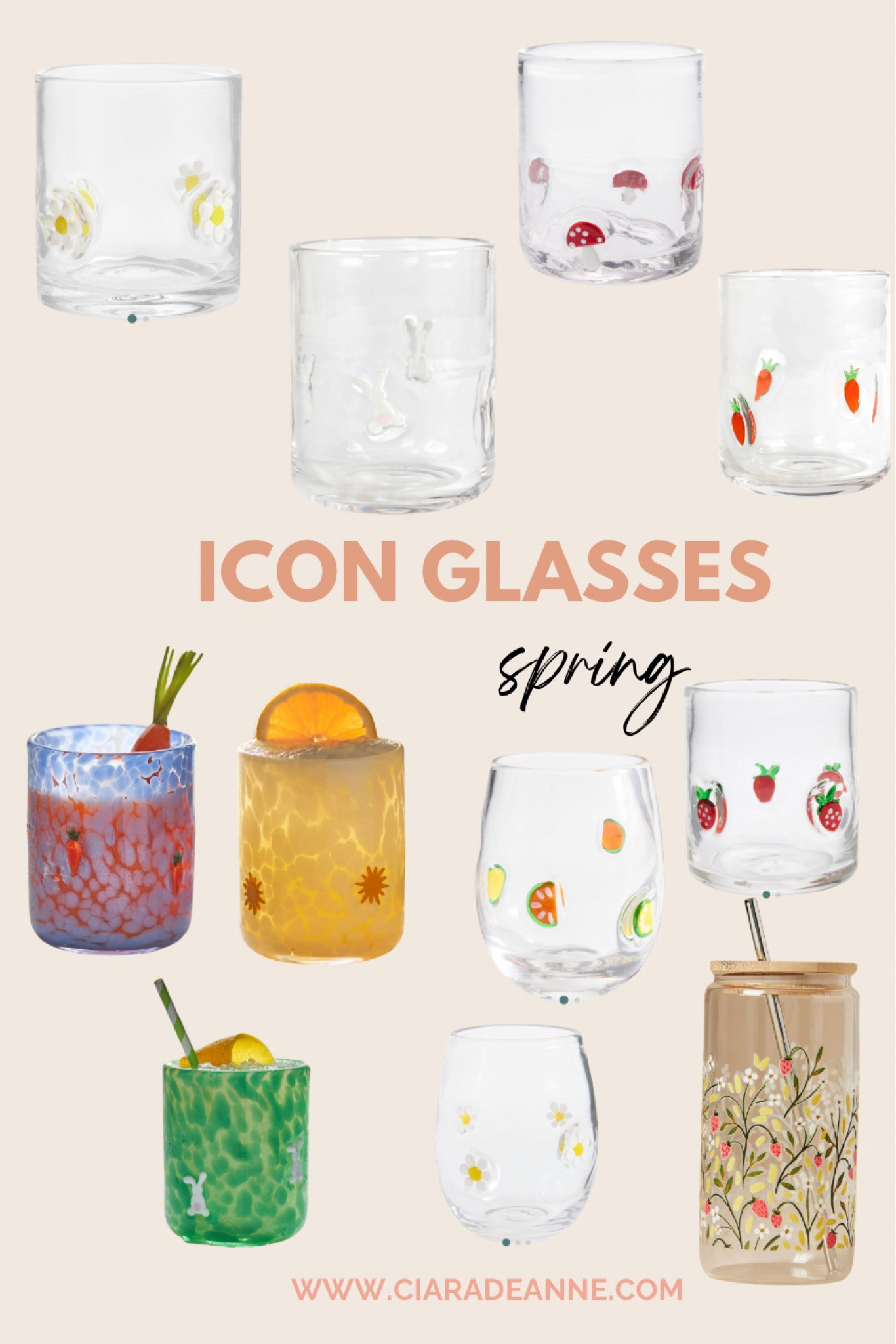 Cute icon glasses for spring! Anthropologie and dupes! 

#LTKHome #LTKFindsUnder50 #LTKSeasonal