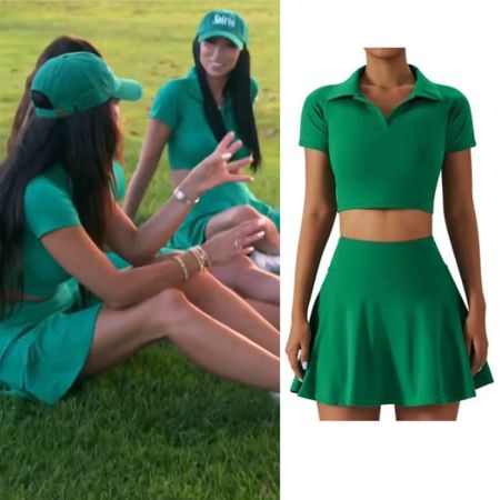 The Girls’ Green Polo Crop Top and Skirt Set 
