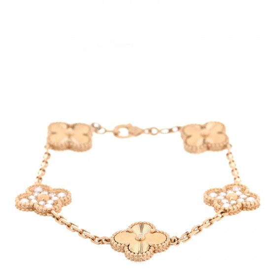VAN CLEEF & ARPELS

18K Yellow Gold Diamond 5 Motifs Guilloche Vintage Alhambra Bracelet | Fashionphile