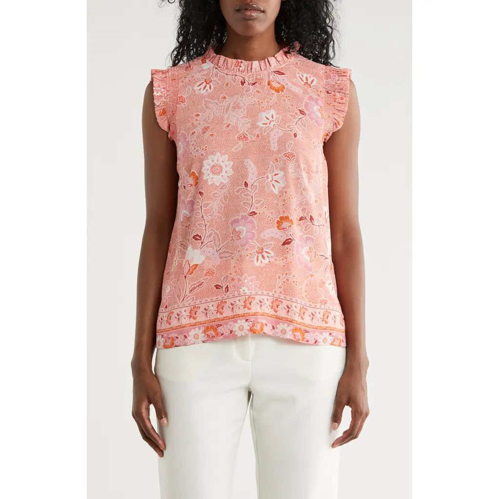 DR2 by Daniel Rainn Smocked Sleeveless Top in Coral at Nordstrom Rack, Size Medium | Nordstrom Rack