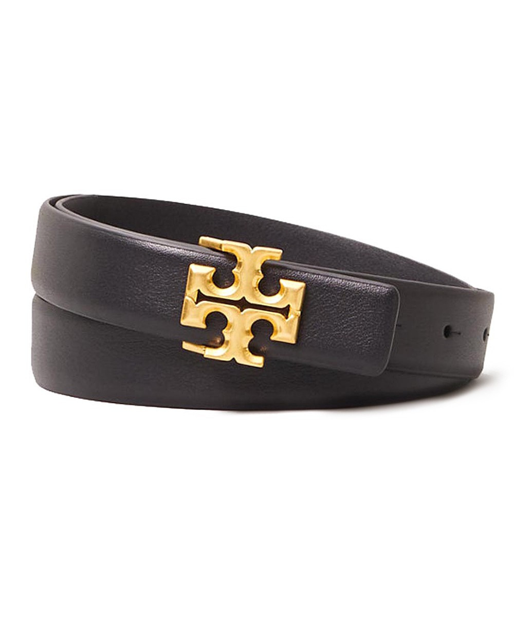 Tory Burch Women's Belts - Black & Goldtone Logo Kira Belt | Zulily