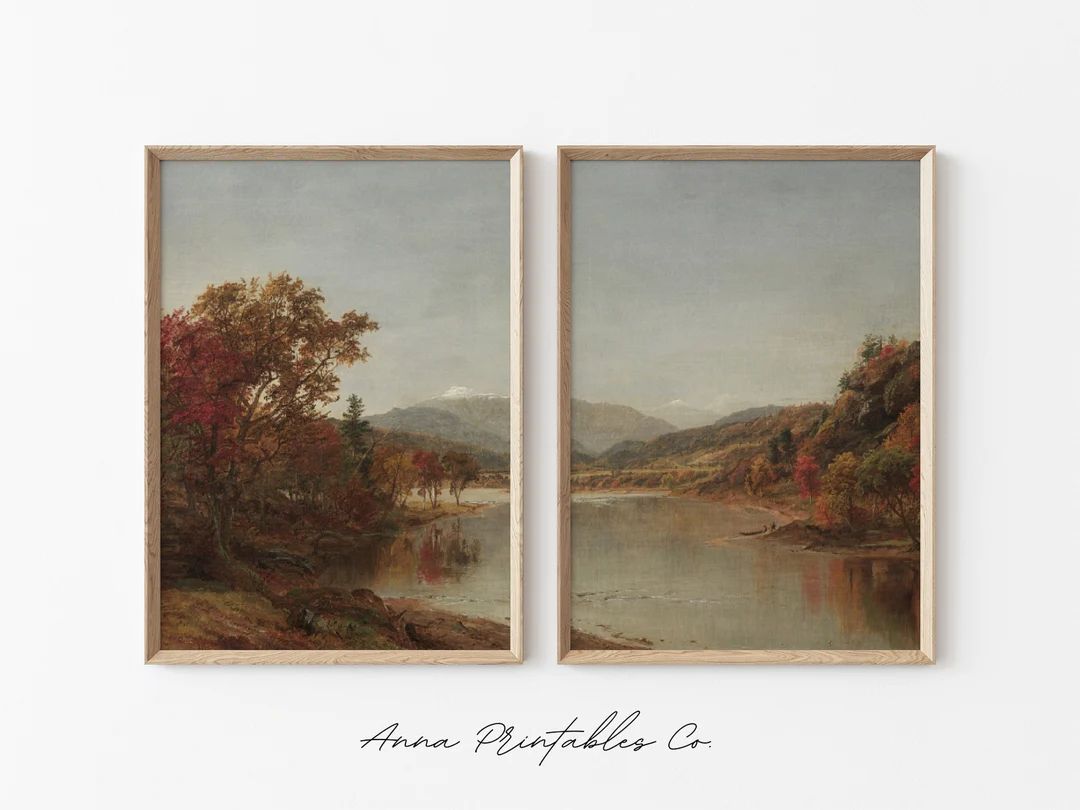 Mountain Lake in Autumn Dual Panel Set of 2 Prints for DIGITAL - Etsy | Etsy (US)