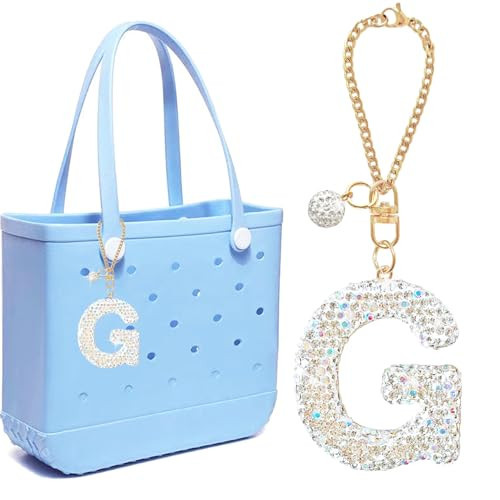 BOAJUNWU Bogg Bag Accessories,Bogg Bag Charms Keychain for Women Girls,Letter Charms for Beach Bitty Bogg Handbags Tote Bags | Amazon (US)