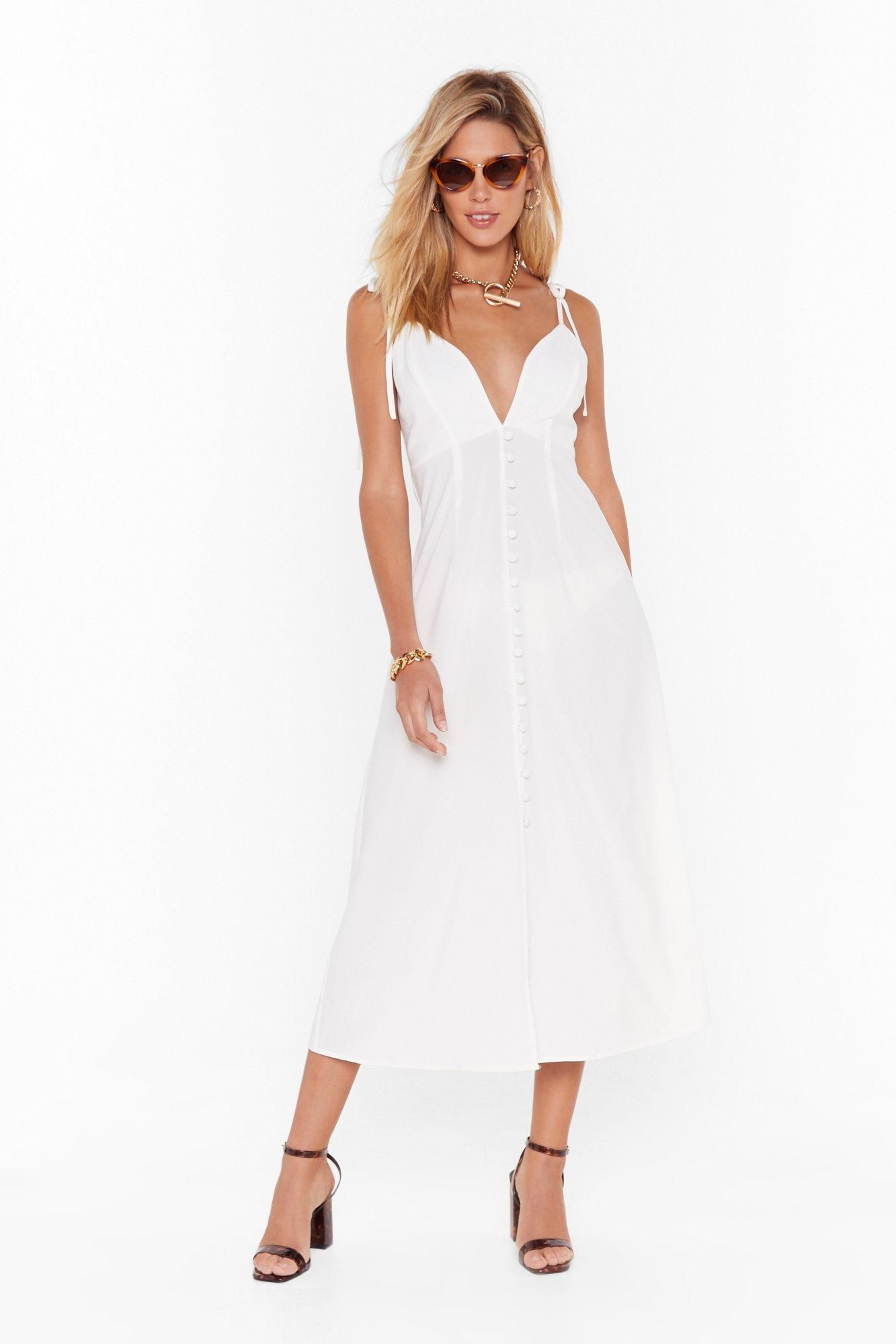 Womens Tie to Dig Deep Button-Down Midi Dress - White | NastyGal (US & CA)