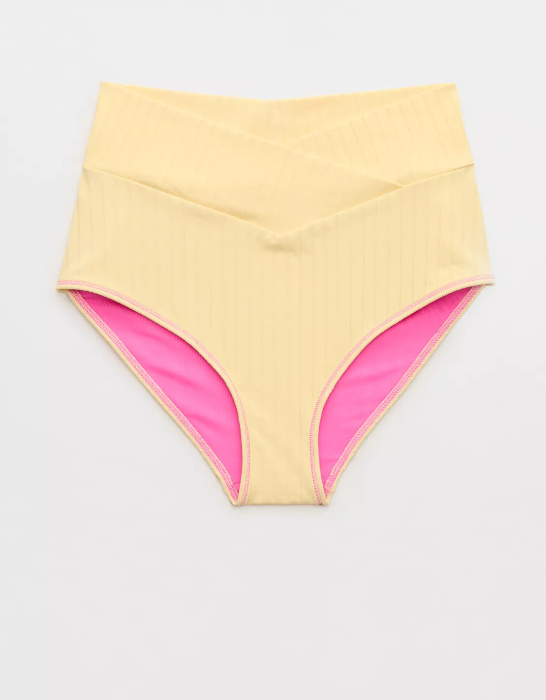 Aerie Ribbed High Waisted Full Coverage Bikini Bottom | Aerie