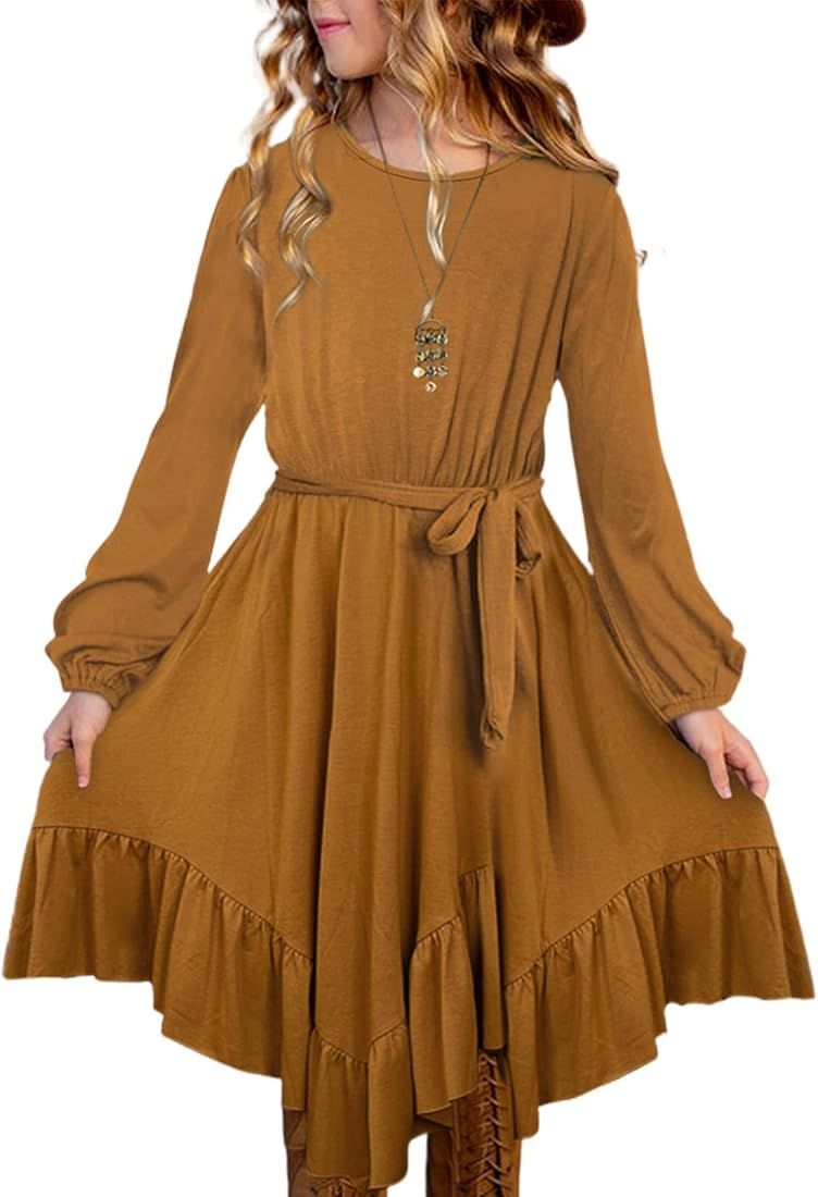 Tween Girl Fashion Swing Dress Boho A-line Dresses 4-13 Years | Amazon (US)