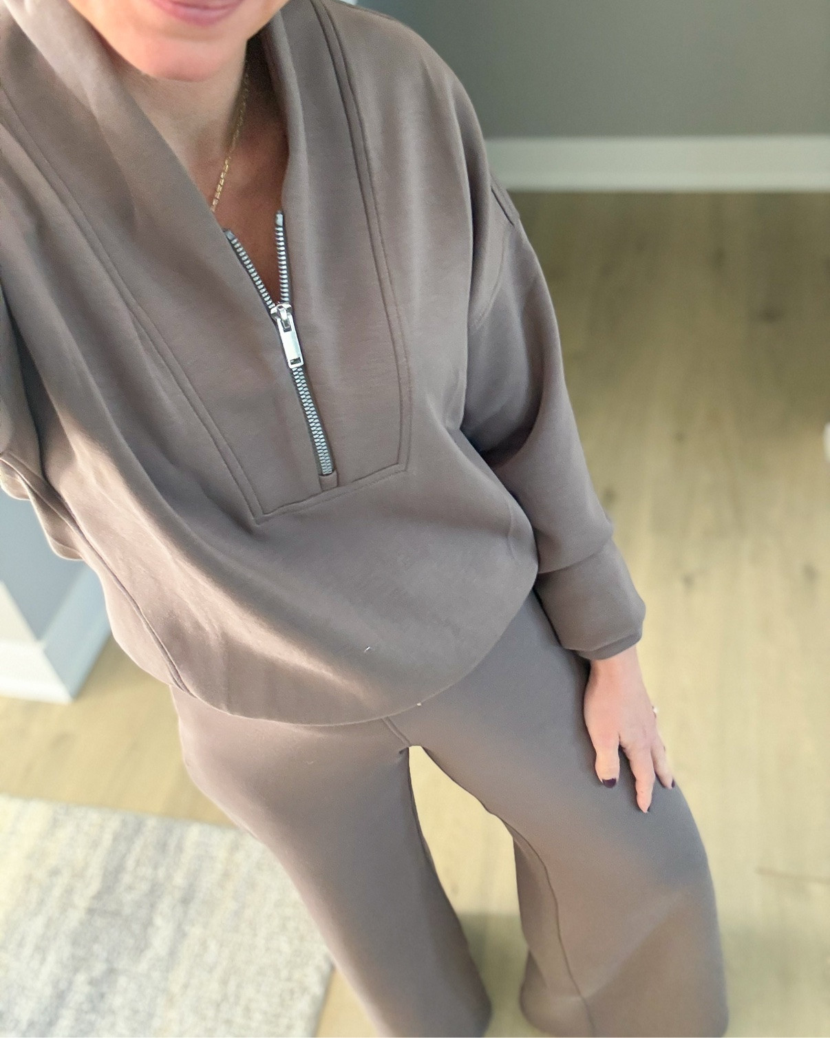 What I wore today 🍁 The coziest matching quarter-zip set — perfect for a day of errands. Use my @Spanx code: THRIFTYWIFEXSPANX for 15% off! #whatiwore #ootd #loungeset #cozyoutfit #momstyle #ad

#LTKootd #LTKPetite #LTKOver40