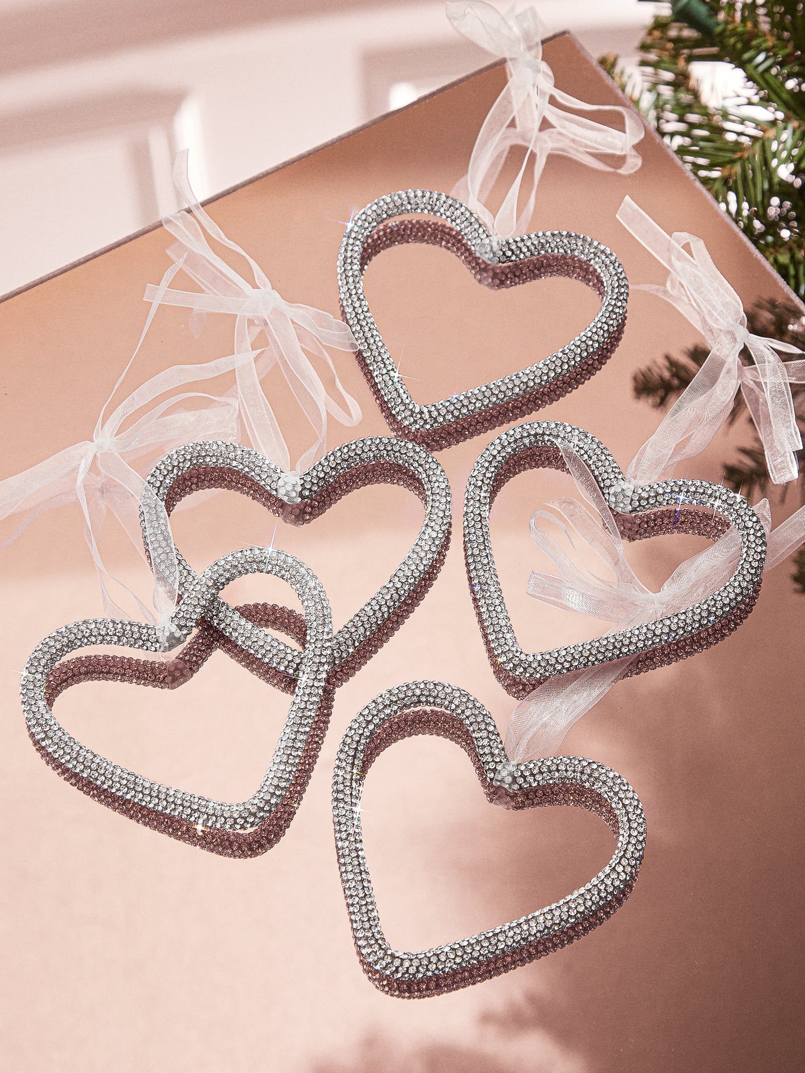Love for the Season Pavé Ornament Set - Heart Set | BaubleBar (US)