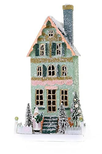 Cody Foster & Co Mint Green and Pink Cozy City House Christmas Village Townhouse with Santa, Multicolor | Amazon (US)
