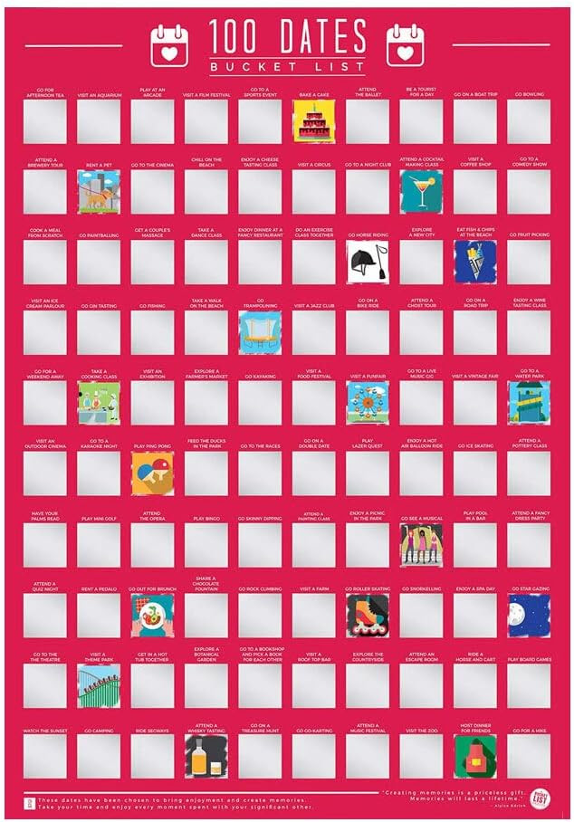 Gift Republic 100 Dates Scratch Off Poster Couples Bucket List Date Night Ideas Anniversary Gift ... | Amazon (US)