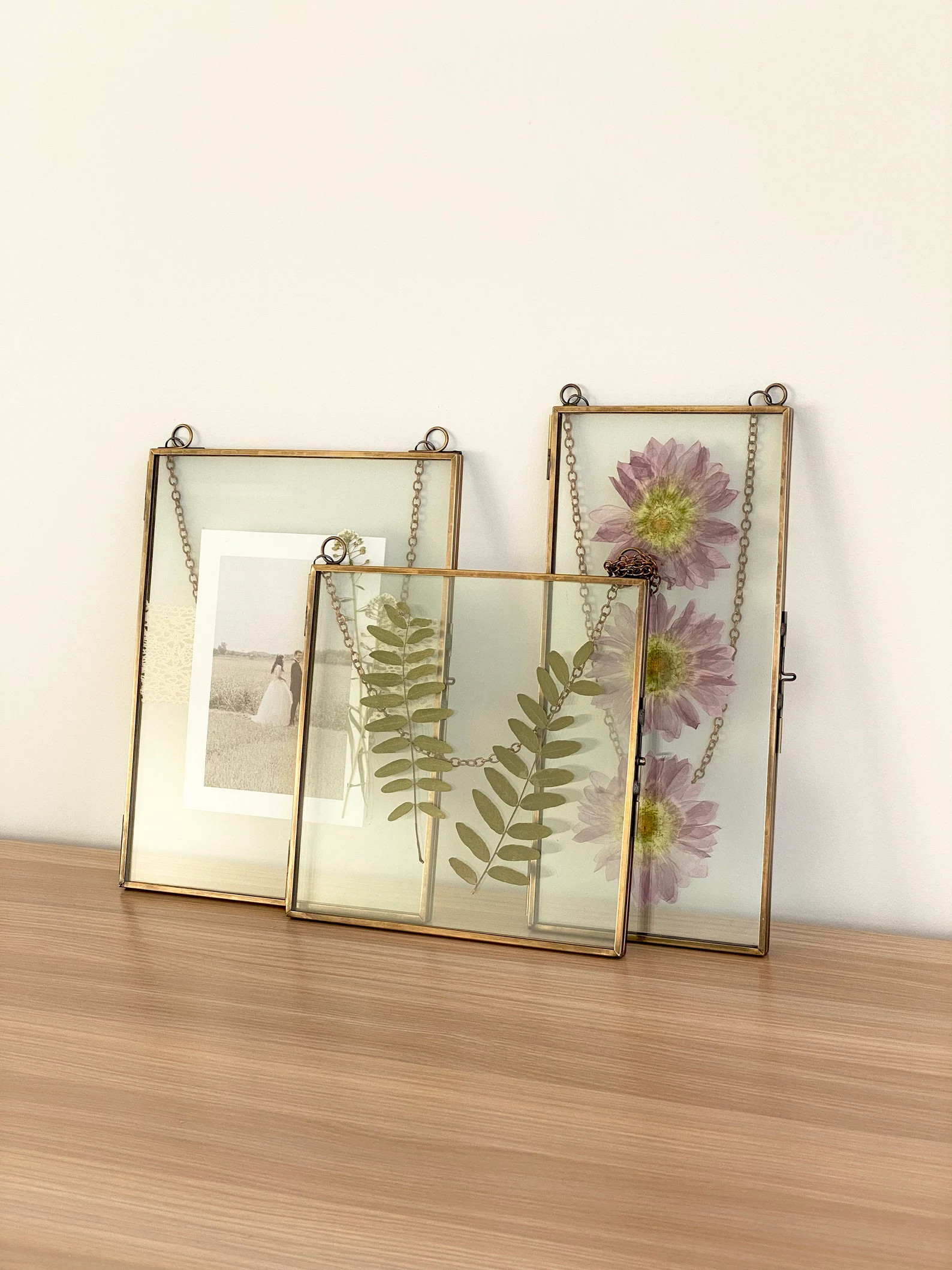 Double Glass Frame for Pressed Flowers, Polaroid and Artwork - Floating Glass Hanging Metal Pictu... | Etsy (US)