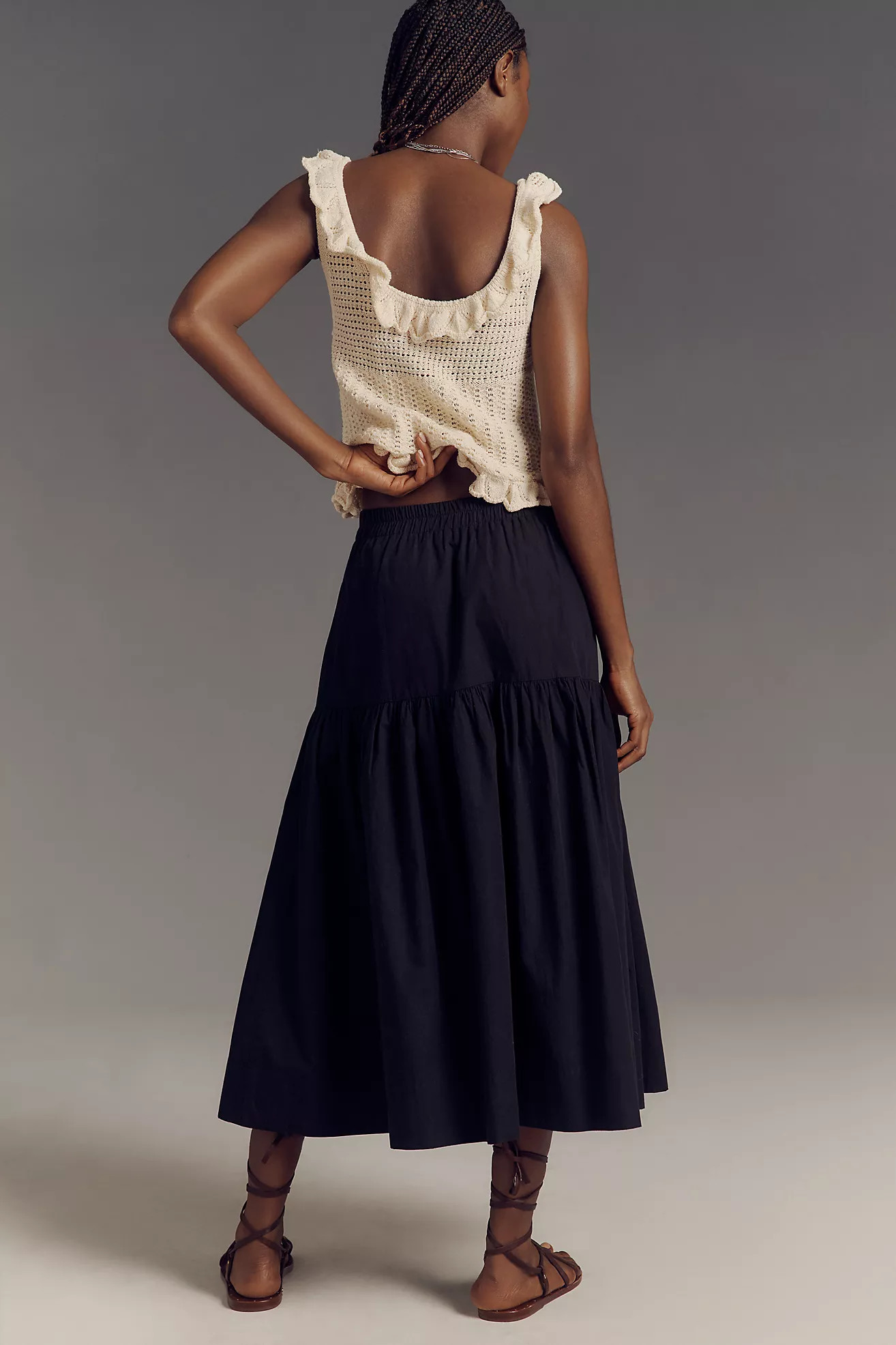 Sanctuary Poplin Prairie Tiered Midi Skirt | Anthropologie (US)