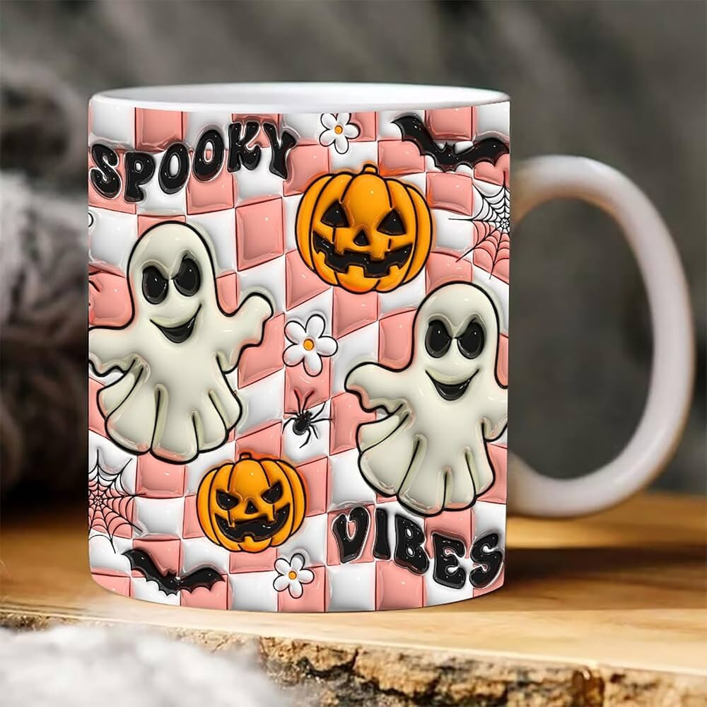 Halloween Mug Decorations Pumpkin Ghost Coffee Cup, Happy Halloween Pattern Mug Ceramic Mugs, Tri... | Amazon (US)