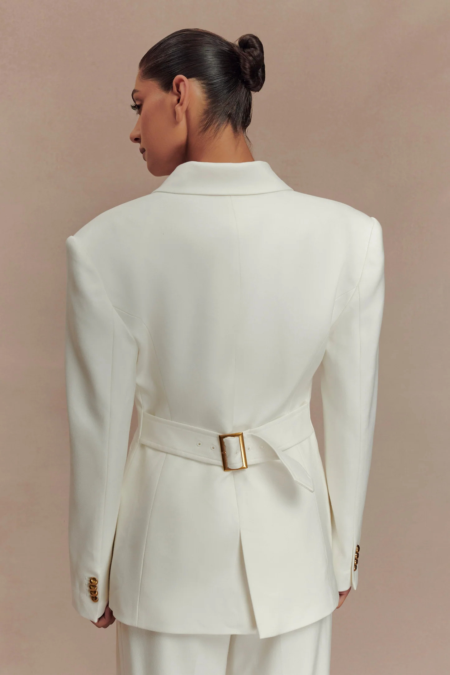Cinched Blazer - Ivory | MESHKI US