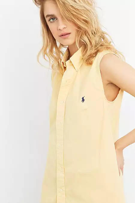 Urban Renewal Vintage Re-Made Yellow Oxford Shirt&nbsp;Dress | Urban Outfitters UK