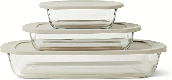 Amazon Basics Glass Baking Dishes with BPA-Free Lids, 6-Piece Set, Borosilicate Glass, Dishwasher... | Amazon (US)