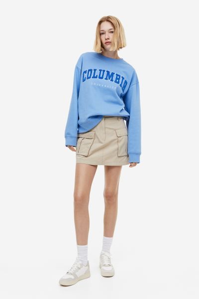 Sweatshirt with Motif - Light blue/Columbia University - Ladies | H&M US | H&M (US + CA)